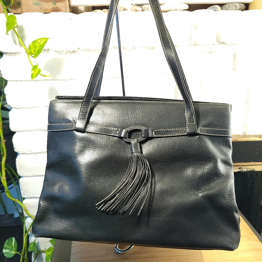 Oscar de la Renta Tassel Front Leather Bag - Picture 1 of 14